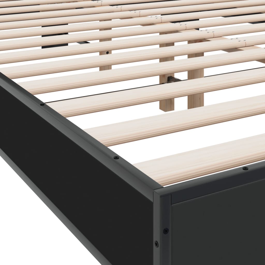 Bedframe bewerkt hout metaal zwart 120x190 cm is nu te koop bij PeponiXL, paradijselijk wonen!