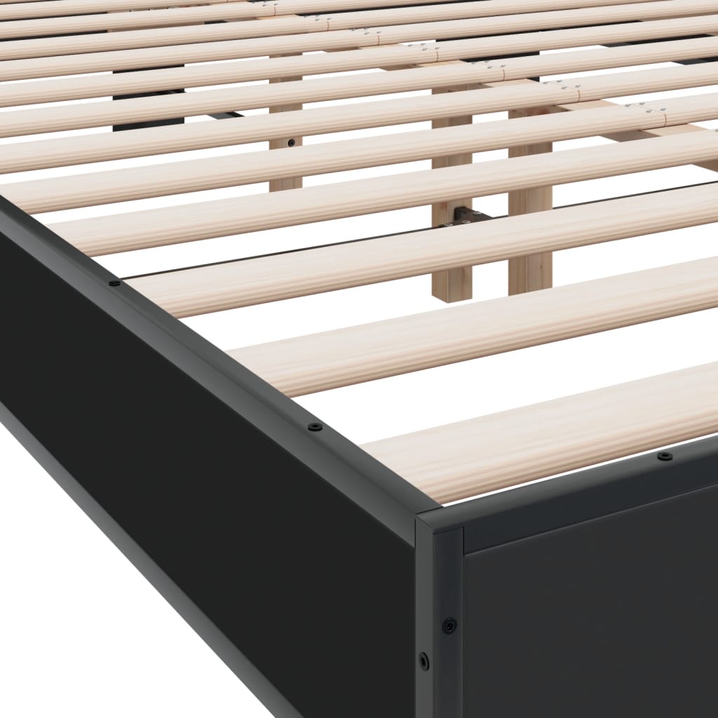 Bedframe LED bewerkt hout metaal zwart 140x190 cm is nu te koop bij PeponiXL, paradijselijk wonen!