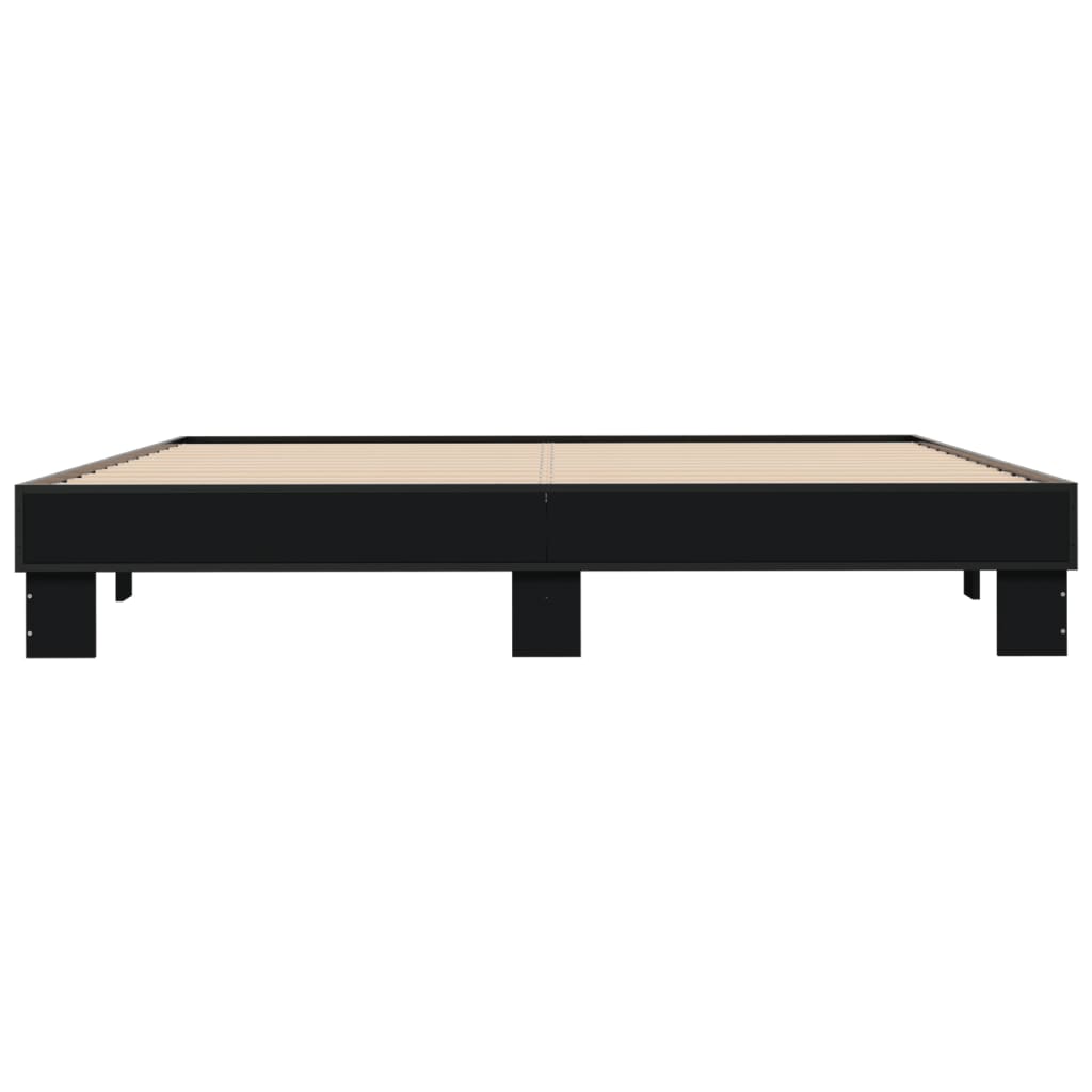 Bedframe bewerkt hout metaal zwart 200x200 cm is nu te koop bij PeponiXL, paradijselijk wonen!