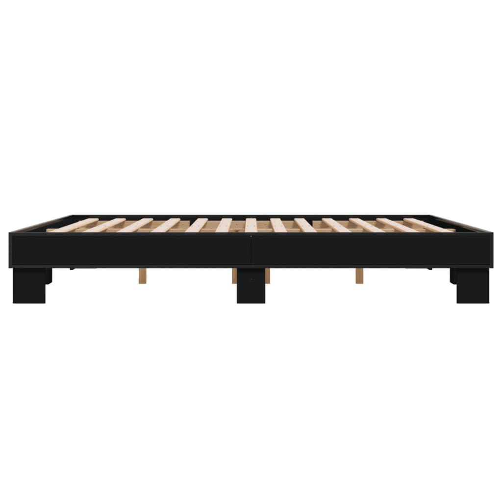 Bedframe bewerkt hout metaal zwart 200x200 cm is nu te koop bij PeponiXL, paradijselijk wonen!
