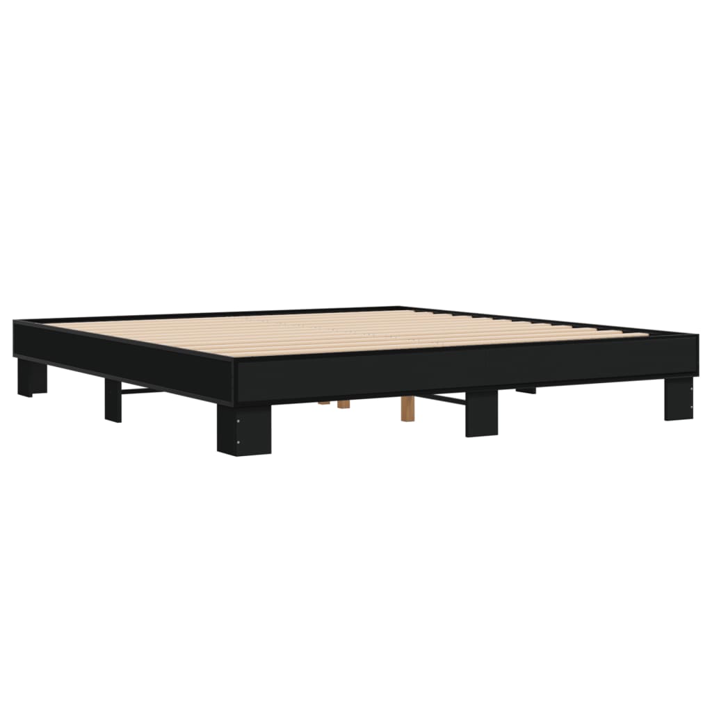 Bedframe bewerkt hout metaal zwart 200x200 cm is nu te koop bij PeponiXL, paradijselijk wonen!