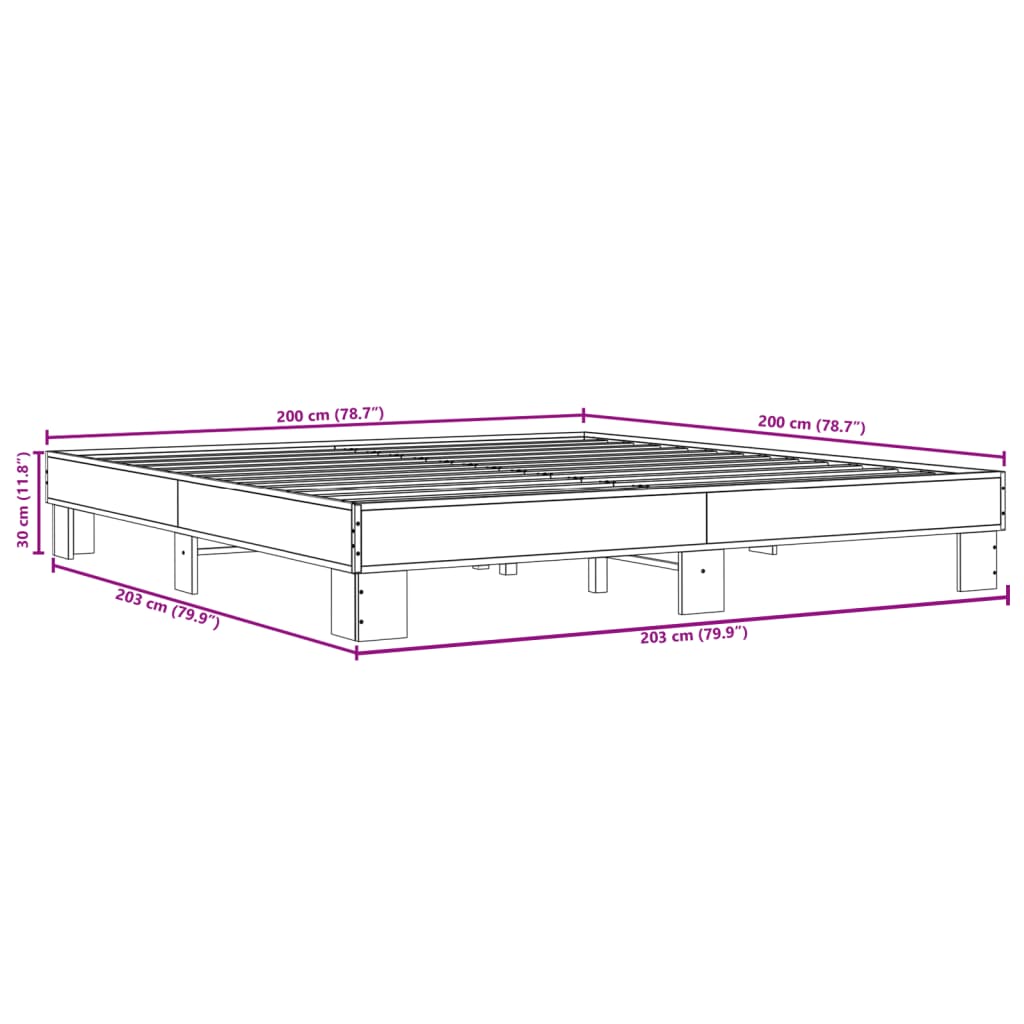 Bedframe bewerkt hout metaal zwart 200x200 cm is nu te koop bij PeponiXL, paradijselijk wonen!
