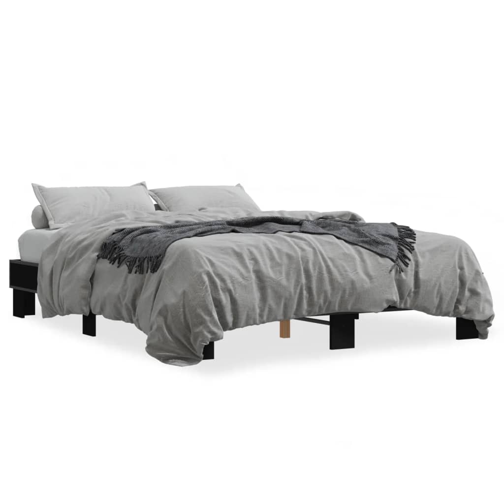 Bedframe bewerkt hout metaal zwart 150x200 cm is nu te koop bij PeponiXL, paradijselijk wonen!