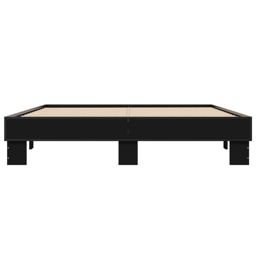 Bedframe bewerkt hout metaal zwart 150x200 cm is nu te koop bij PeponiXL, paradijselijk wonen!