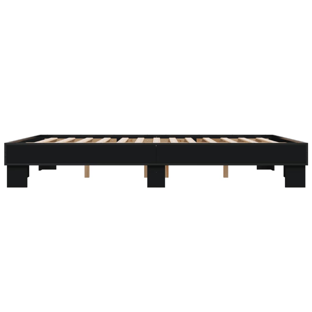 Bedframe bewerkt hout metaal zwart 150x200 cm is nu te koop bij PeponiXL, paradijselijk wonen!