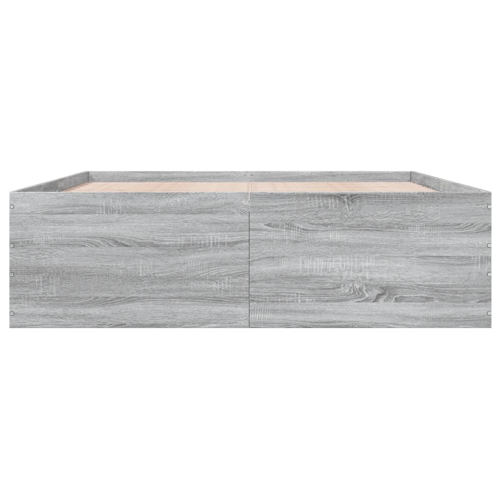 Bedframe bewerkt hout grijs sonoma eikenkleurig 160x200 cm is nu te koop bij PeponiXL, paradijselijk wonen!