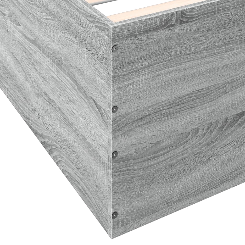 Bedframe bewerkt hout grijs sonoma eikenkleurig 160x200 cm is nu te koop bij PeponiXL, paradijselijk wonen!
