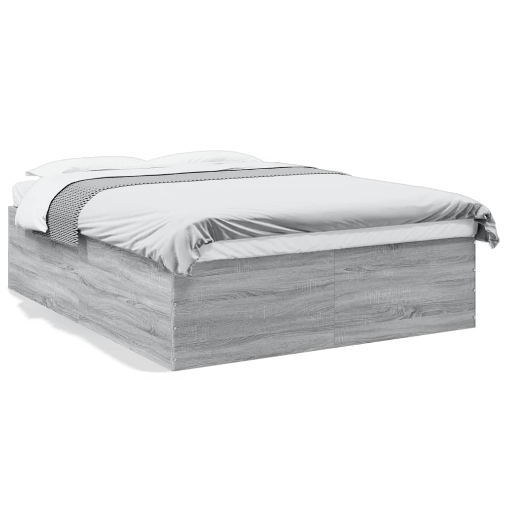 Bedframe bewerkt hout grijs sonoma eikenkleurig 160x200 cm is nu te koop bij PeponiXL, paradijselijk wonen!