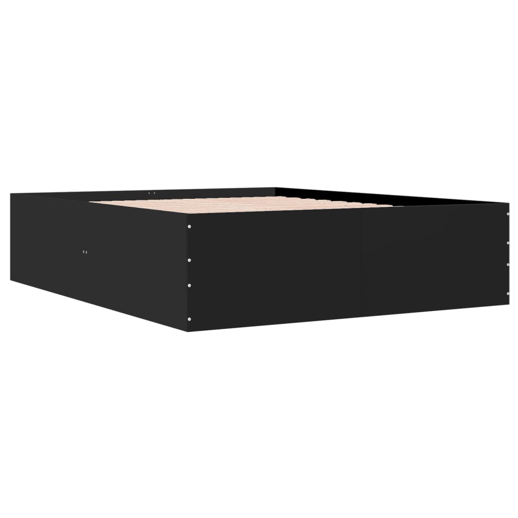 Bedframe bewerkt hout zwart 150x200 cm is nu te koop bij PeponiXL, paradijselijk wonen!