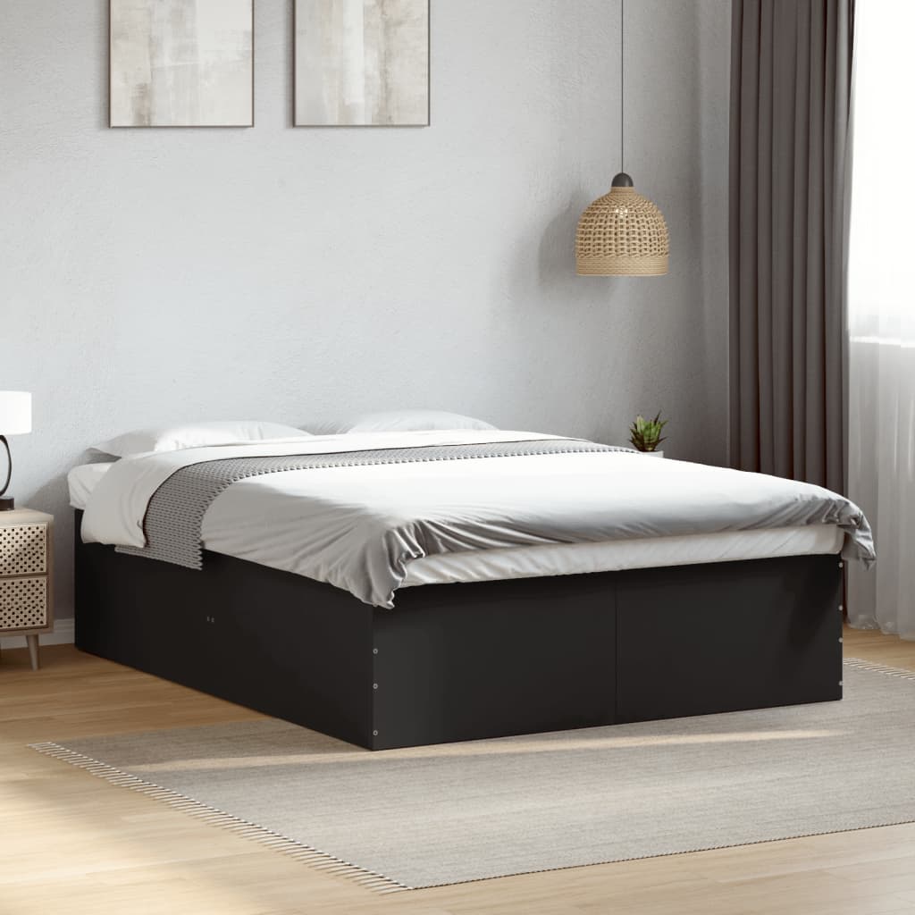 Bedframe bewerkt hout zwart 150x200 cm is nu te koop bij PeponiXL, paradijselijk wonen!