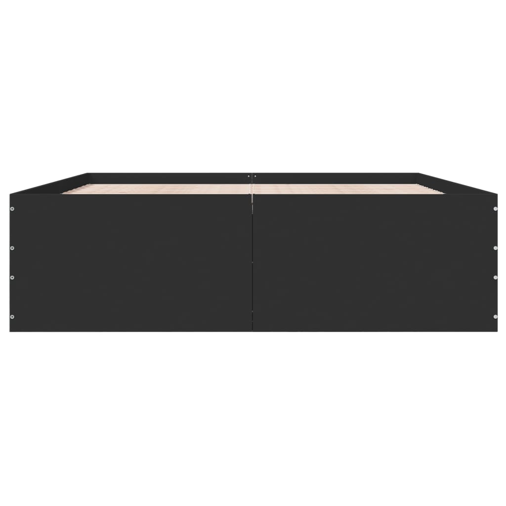 Bedframe bewerkt hout zwart 150x200 cm is nu te koop bij PeponiXL, paradijselijk wonen!