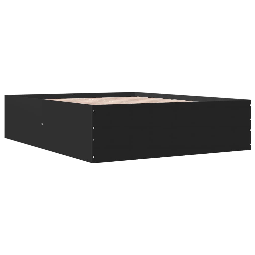 Bedframe bewerkt hout zwart 150x200 cm is nu te koop bij PeponiXL, paradijselijk wonen!