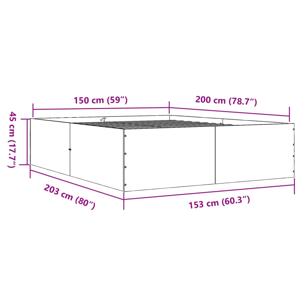 Bedframe bewerkt hout zwart 150x200 cm is nu te koop bij PeponiXL, paradijselijk wonen!
