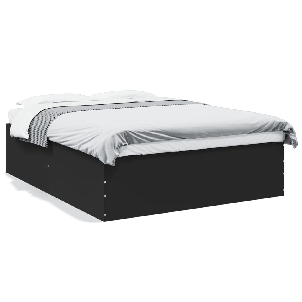 Bedframe bewerkt hout zwart 150x200 cm is nu te koop bij PeponiXL, paradijselijk wonen!