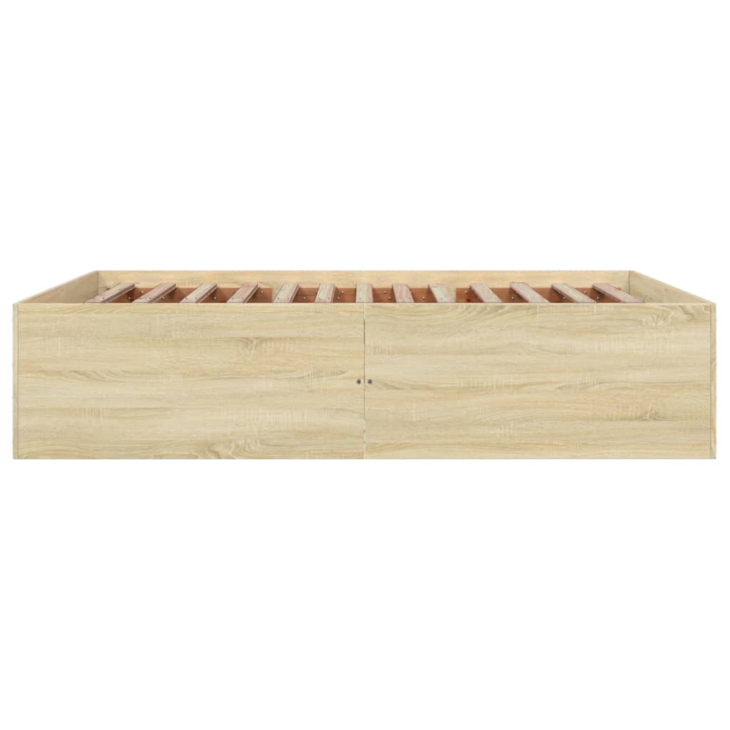 Bedframe bewerkt hout sonoma eikenkleurig 150x200 cm is nu te koop bij PeponiXL, paradijselijk wonen!