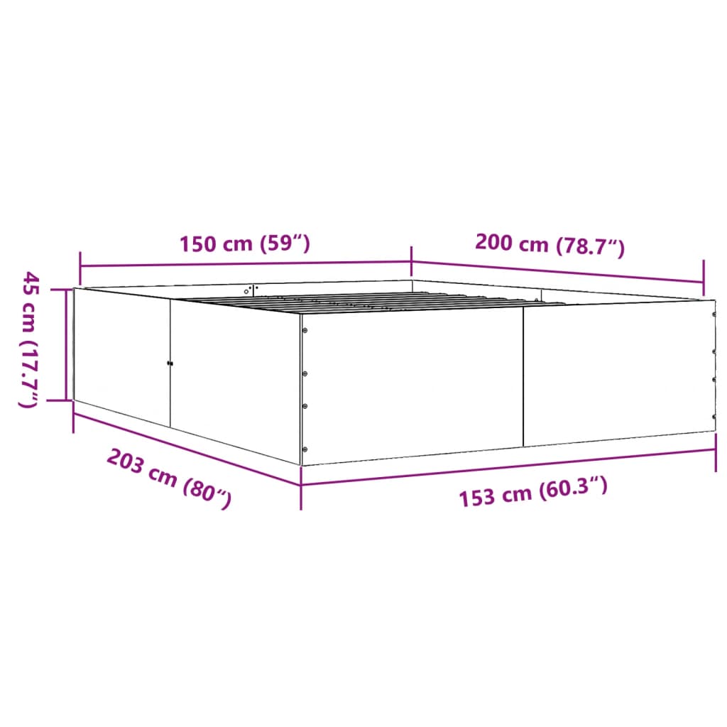 Bedframe bewerkt hout betongrijs 150x200 cm is nu te koop bij PeponiXL, paradijselijk wonen!