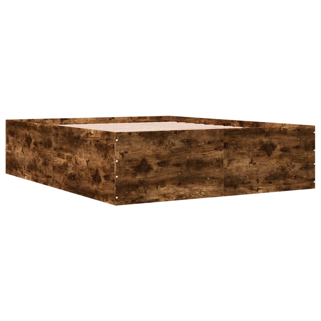 Bedframe bewerkt hout gerookt eikenkleurig 150x200 cm is nu te koop bij PeponiXL, paradijselijk wonen!