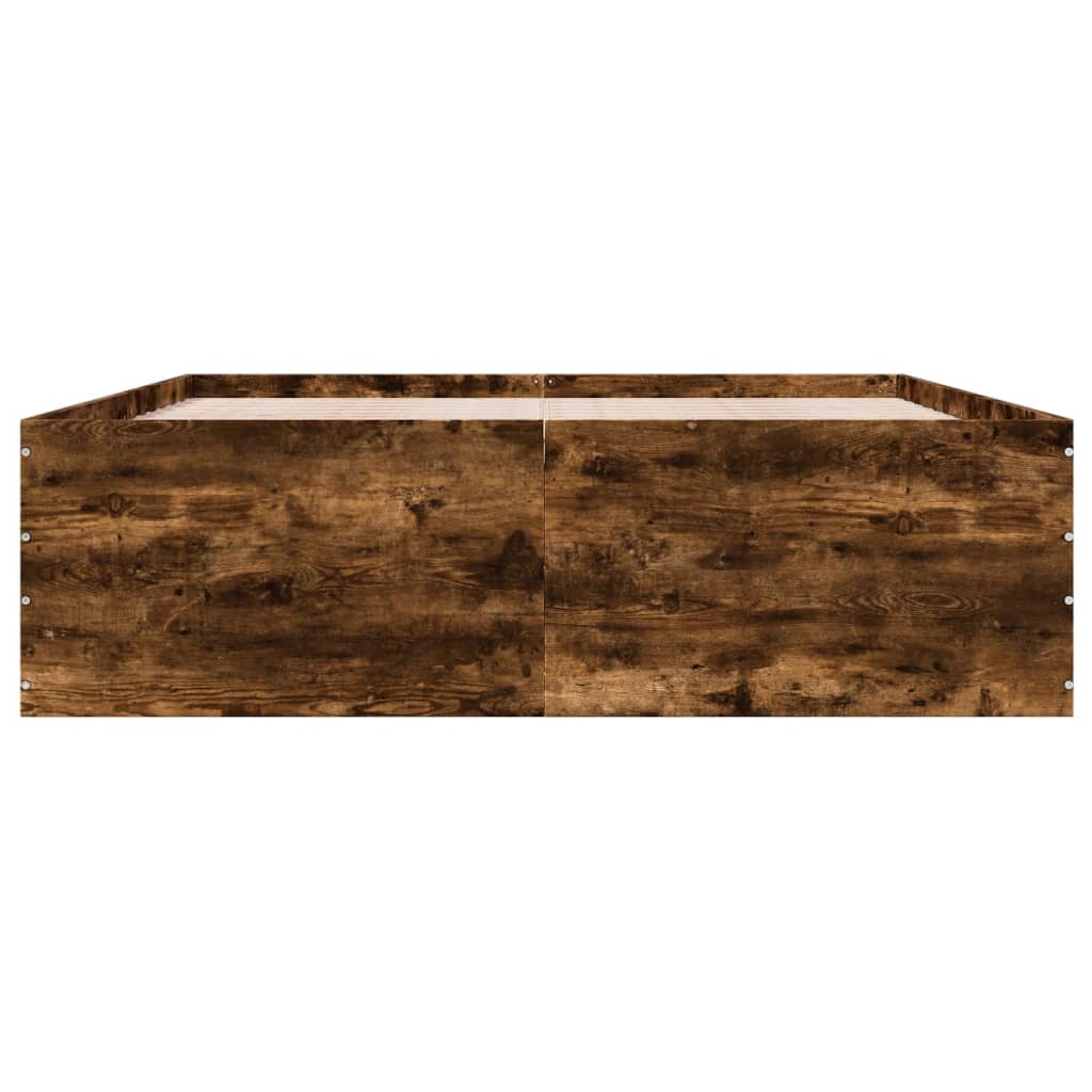 Bedframe bewerkt hout gerookt eikenkleurig 150x200 cm is nu te koop bij PeponiXL, paradijselijk wonen!