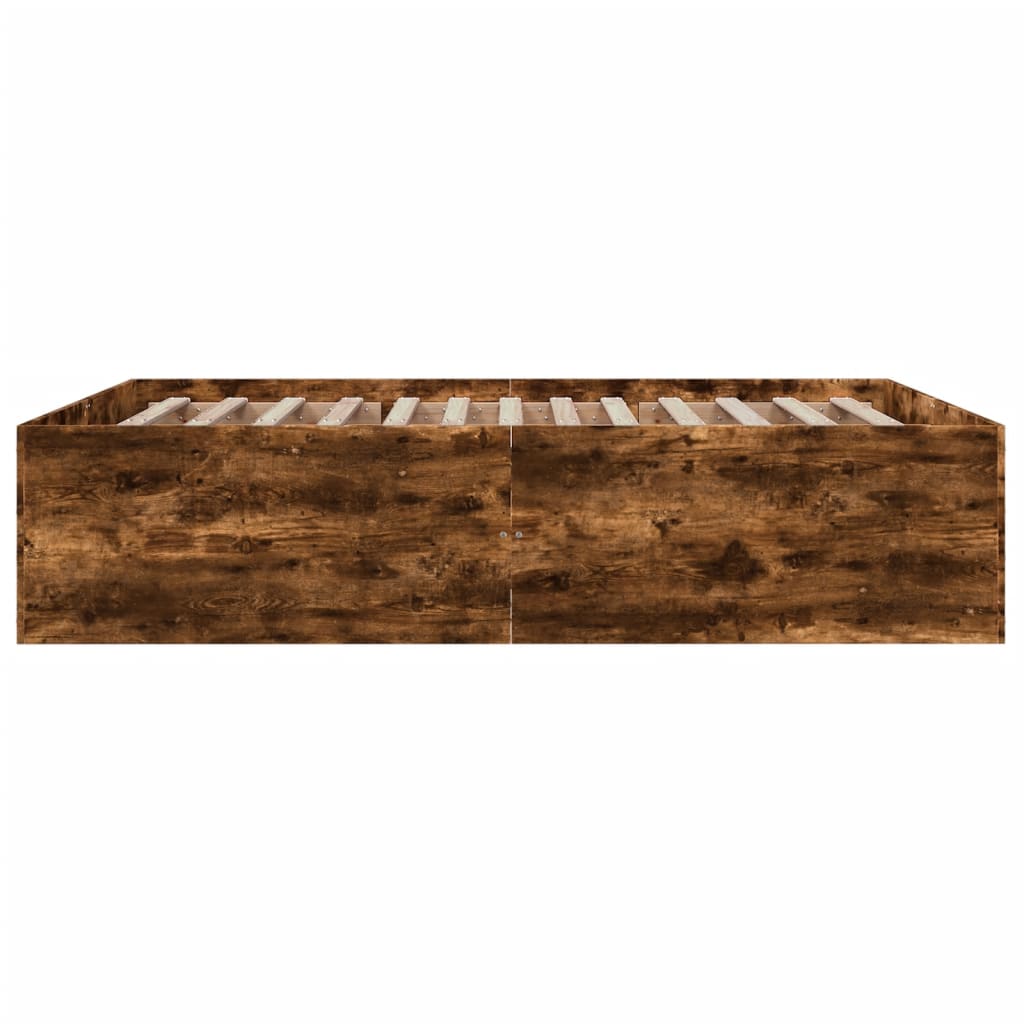 Bedframe bewerkt hout gerookt eikenkleurig 150x200 cm is nu te koop bij PeponiXL, paradijselijk wonen!