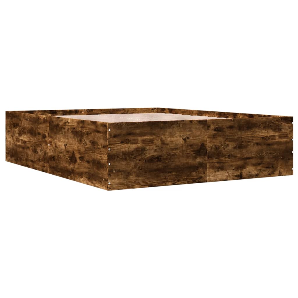 Bedframe bewerkt hout gerookt eikenkleurig 150x200 cm is nu te koop bij PeponiXL, paradijselijk wonen!