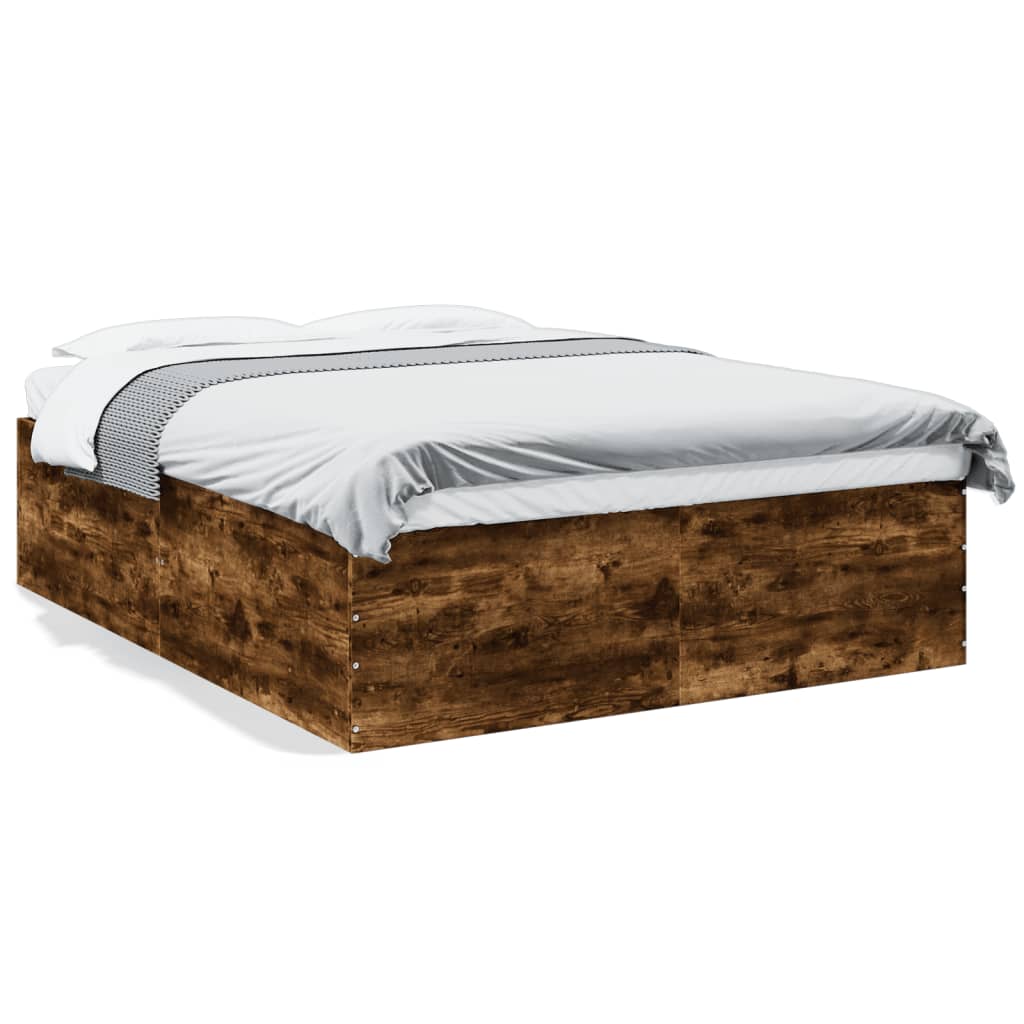 Bedframe bewerkt hout gerookt eikenkleurig 150x200 cm is nu te koop bij PeponiXL, paradijselijk wonen!
