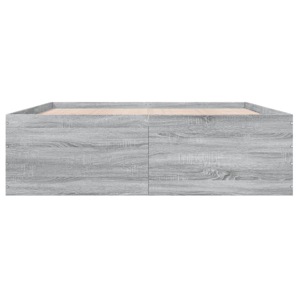 Bedframe bewerkt hout grijs sonoma eikenkleurig 150x200 cm is nu te koop bij PeponiXL, paradijselijk wonen!