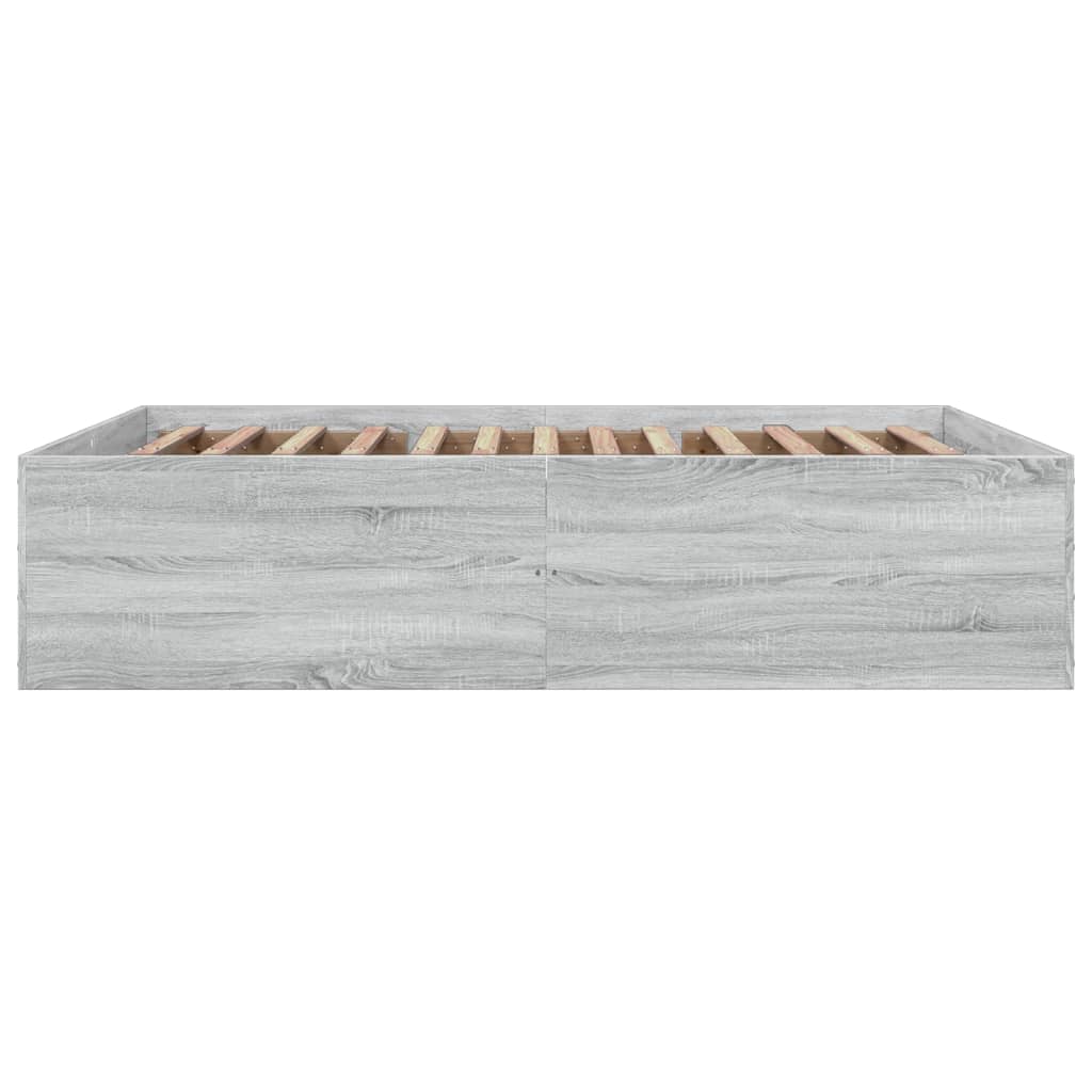 Bedframe bewerkt hout grijs sonoma eikenkleurig 150x200 cm is nu te koop bij PeponiXL, paradijselijk wonen!