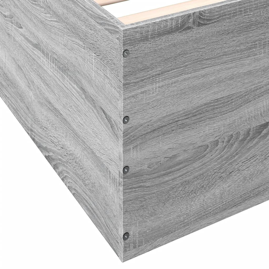 Bedframe bewerkt hout grijs sonoma eikenkleurig 150x200 cm is nu te koop bij PeponiXL, paradijselijk wonen!