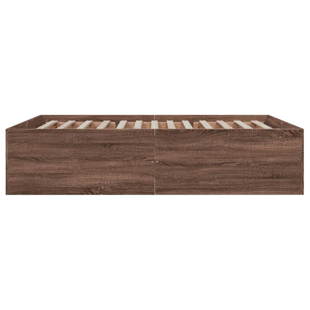 Bedframe bewerkt hout bruin eikenkleur 150x200 cm is nu te koop bij PeponiXL, paradijselijk wonen!