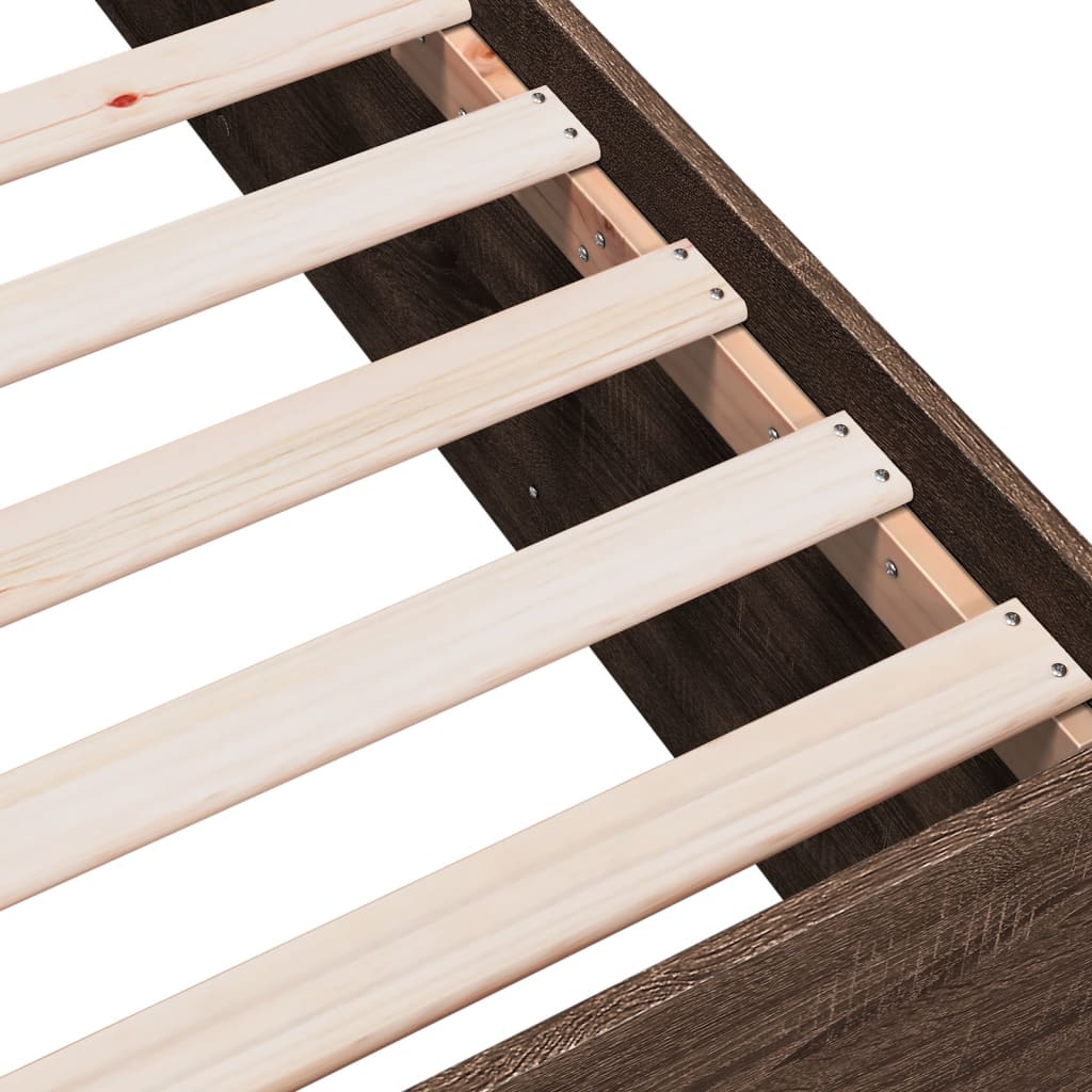 Bedframe bewerkt hout bruin eikenkleur 150x200 cm is nu te koop bij PeponiXL, paradijselijk wonen!