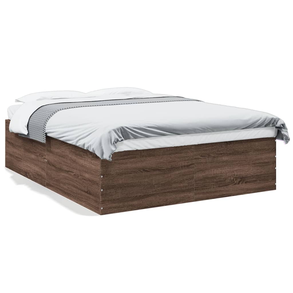 Bedframe bewerkt hout bruin eikenkleur 150x200 cm is nu te koop bij PeponiXL, paradijselijk wonen!