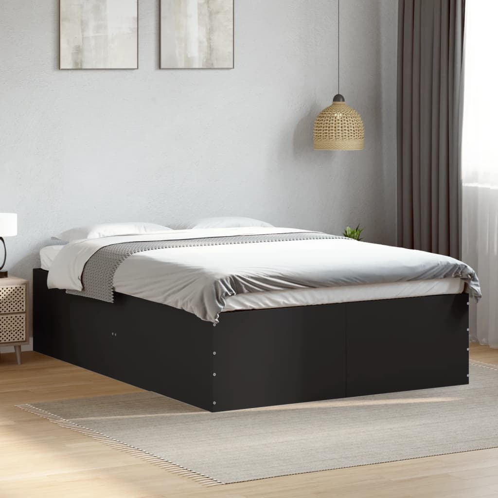 Bedframe bewerkt hout zwart 140x200 cm is nu te koop bij PeponiXL, paradijselijk wonen!