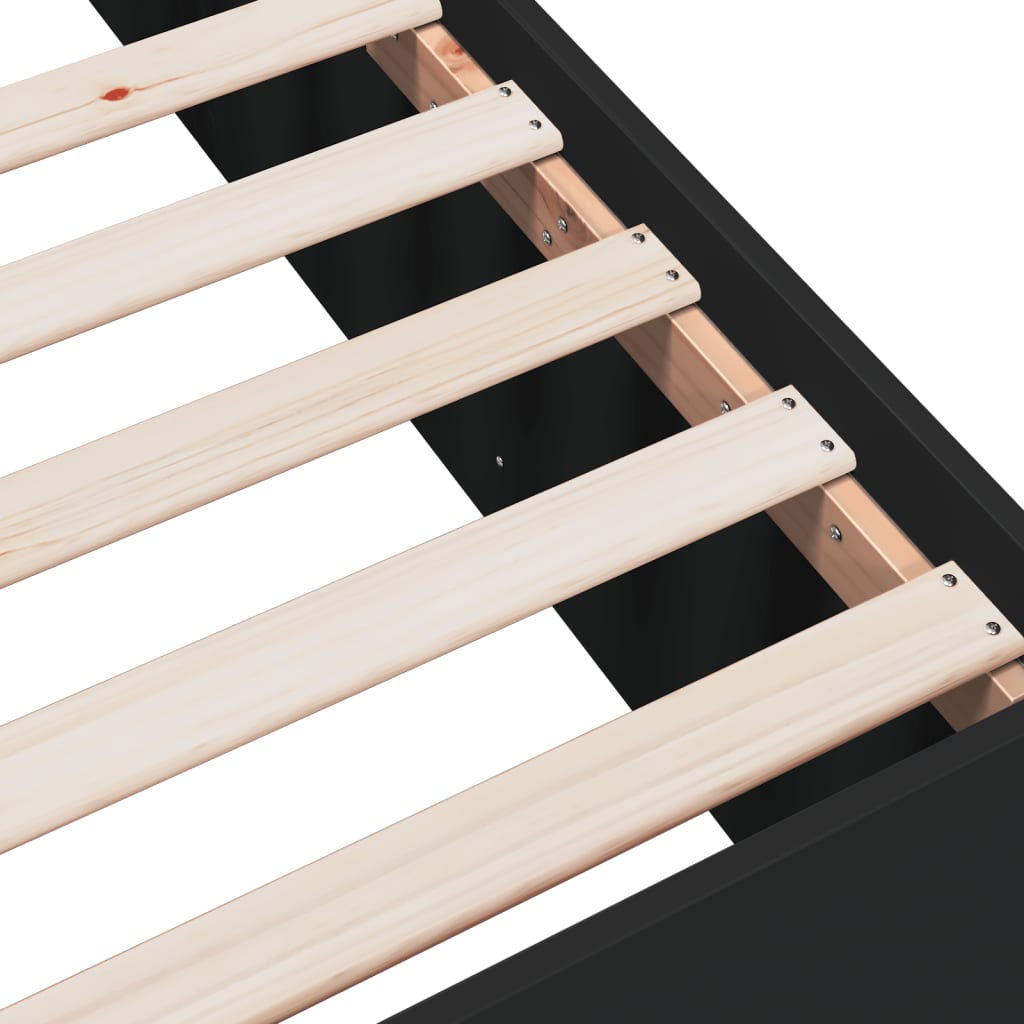 Bedframe bewerkt hout zwart 140x200 cm is nu te koop bij PeponiXL, paradijselijk wonen!