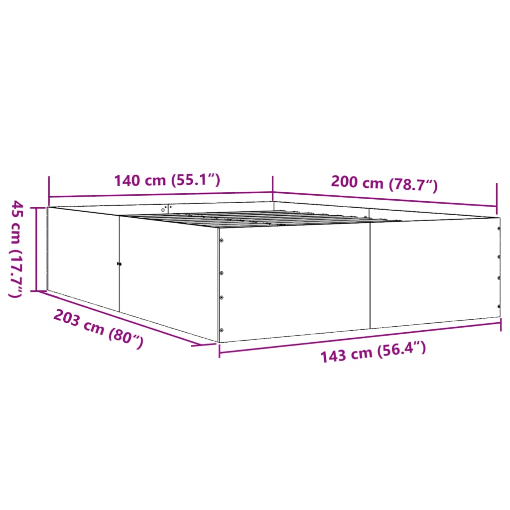 Bedframe bewerkt hout zwart 140x200 cm is nu te koop bij PeponiXL, paradijselijk wonen!