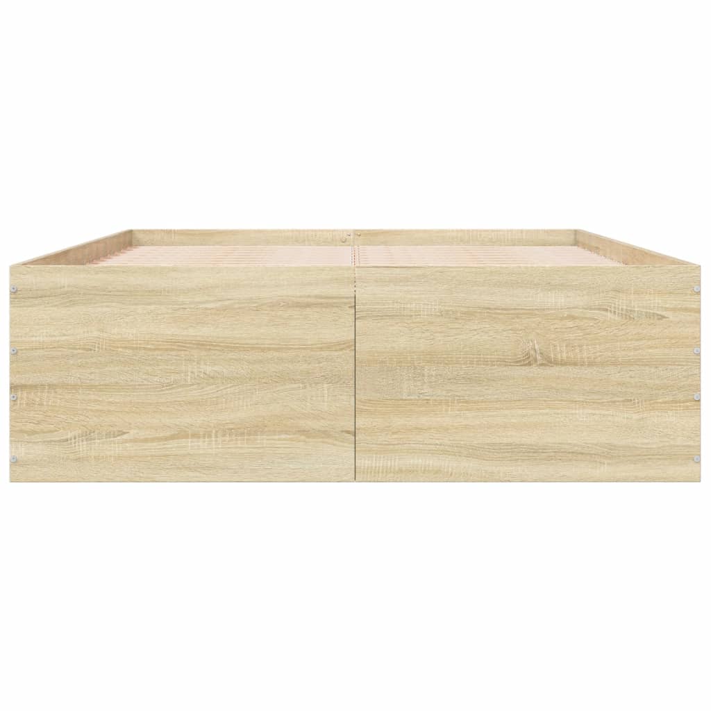 Bedframe bewerkt hout sonoma eikenkleurig 120x200 cm is nu te koop bij PeponiXL, paradijselijk wonen!