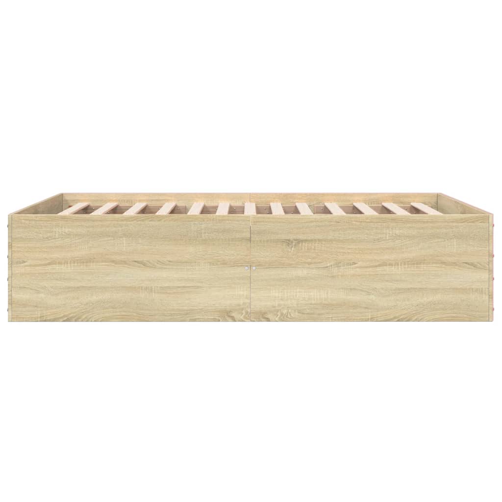 Bedframe bewerkt hout sonoma eikenkleurig 120x200 cm is nu te koop bij PeponiXL, paradijselijk wonen!