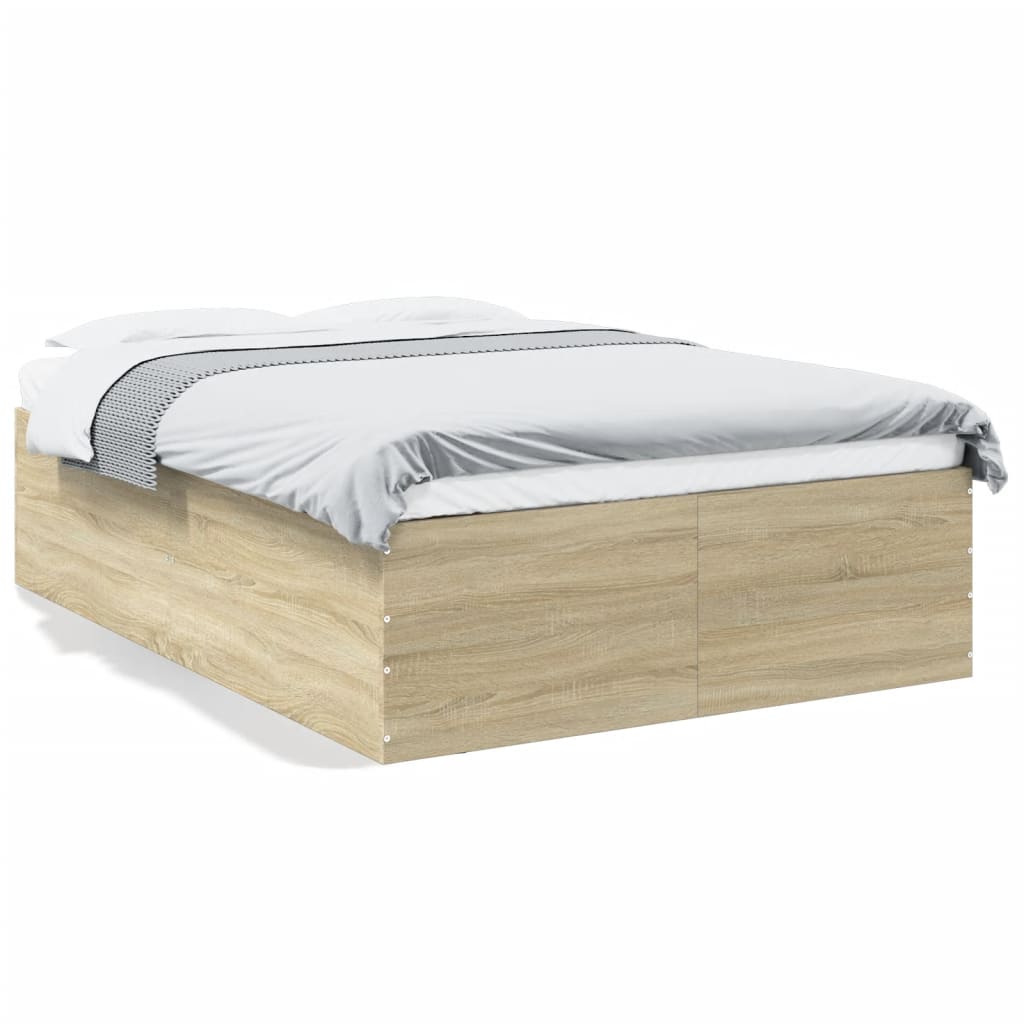 Bedframe bewerkt hout sonoma eikenkleurig 120x200 cm is nu te koop bij PeponiXL, paradijselijk wonen!