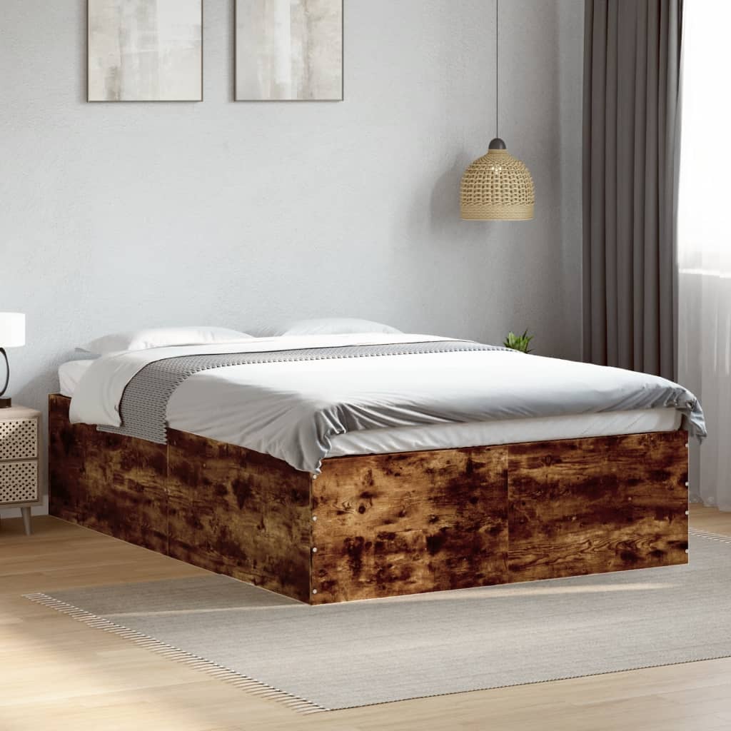 Bedframe bewerkt hout gerookt eikenkleurig 120x200 cm is nu te koop bij PeponiXL, paradijselijk wonen!