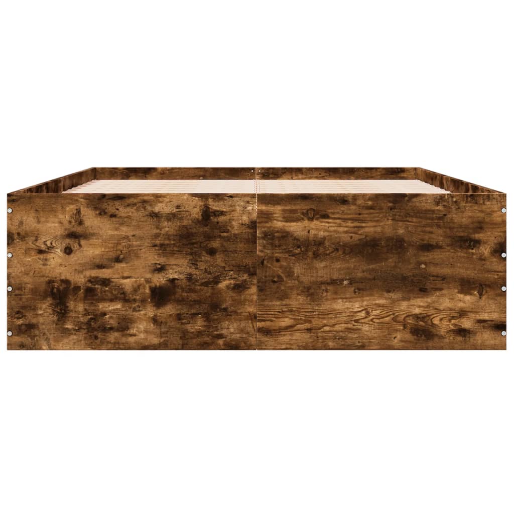 Bedframe bewerkt hout gerookt eikenkleurig 120x200 cm is nu te koop bij PeponiXL, paradijselijk wonen!