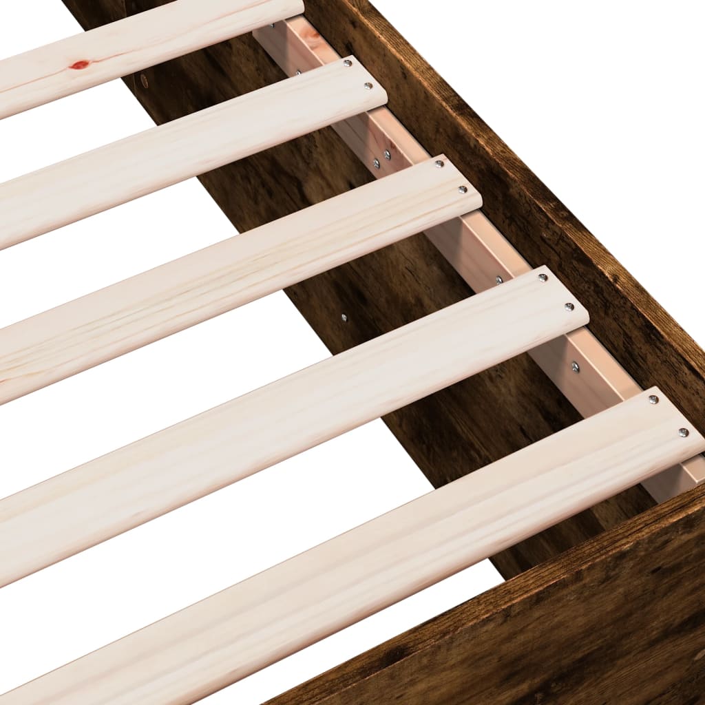 Bedframe bewerkt hout gerookt eikenkleurig 120x200 cm is nu te koop bij PeponiXL, paradijselijk wonen!