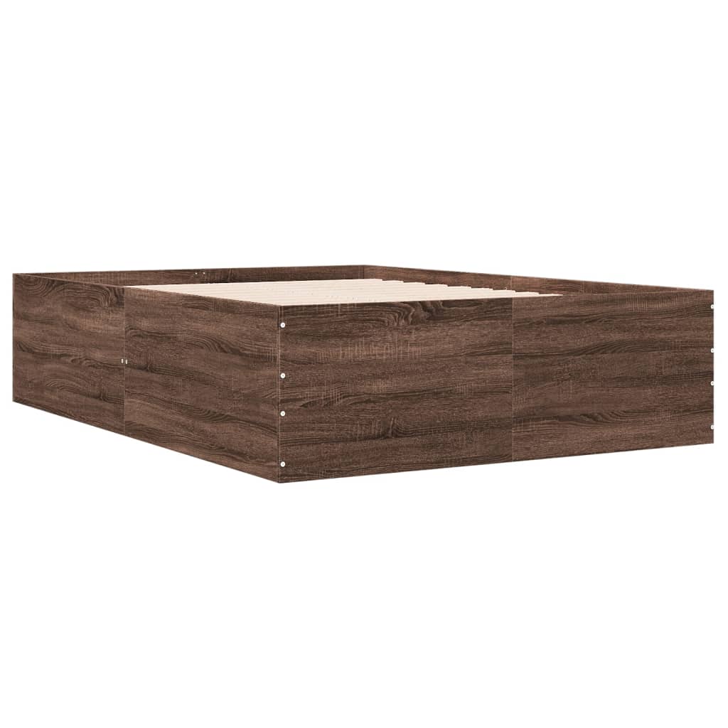 Bedframe bewerkt hout bruin eikenkleur 120x200 cm is nu te koop bij PeponiXL, paradijselijk wonen!
