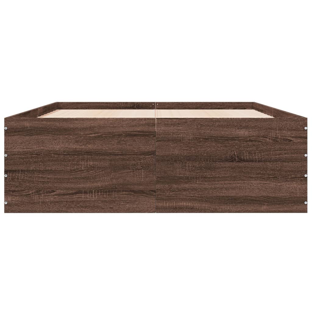 Bedframe bewerkt hout bruin eikenkleur 120x200 cm is nu te koop bij PeponiXL, paradijselijk wonen!