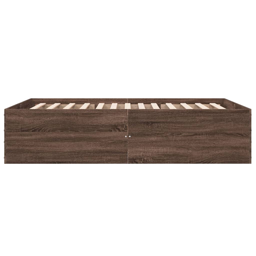 Bedframe bewerkt hout bruin eikenkleur 120x200 cm is nu te koop bij PeponiXL, paradijselijk wonen!