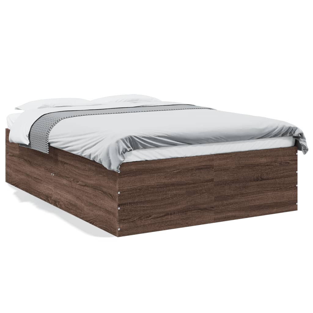 Bedframe bewerkt hout bruin eikenkleur 120x200 cm is nu te koop bij PeponiXL, paradijselijk wonen!