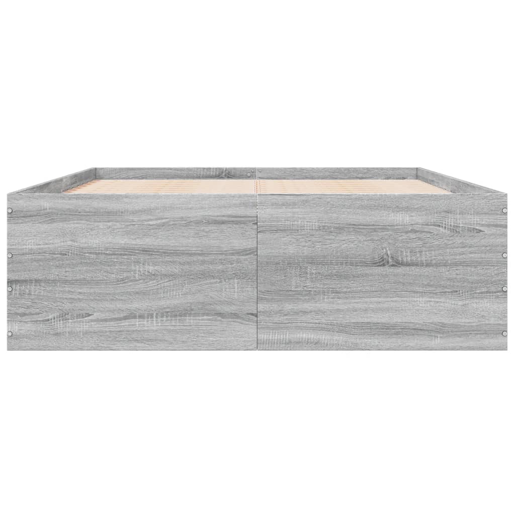 Bedframe bewerkt hout grijs sonoma eikenkleurig 140x190 cm is nu te koop bij PeponiXL, paradijselijk wonen!