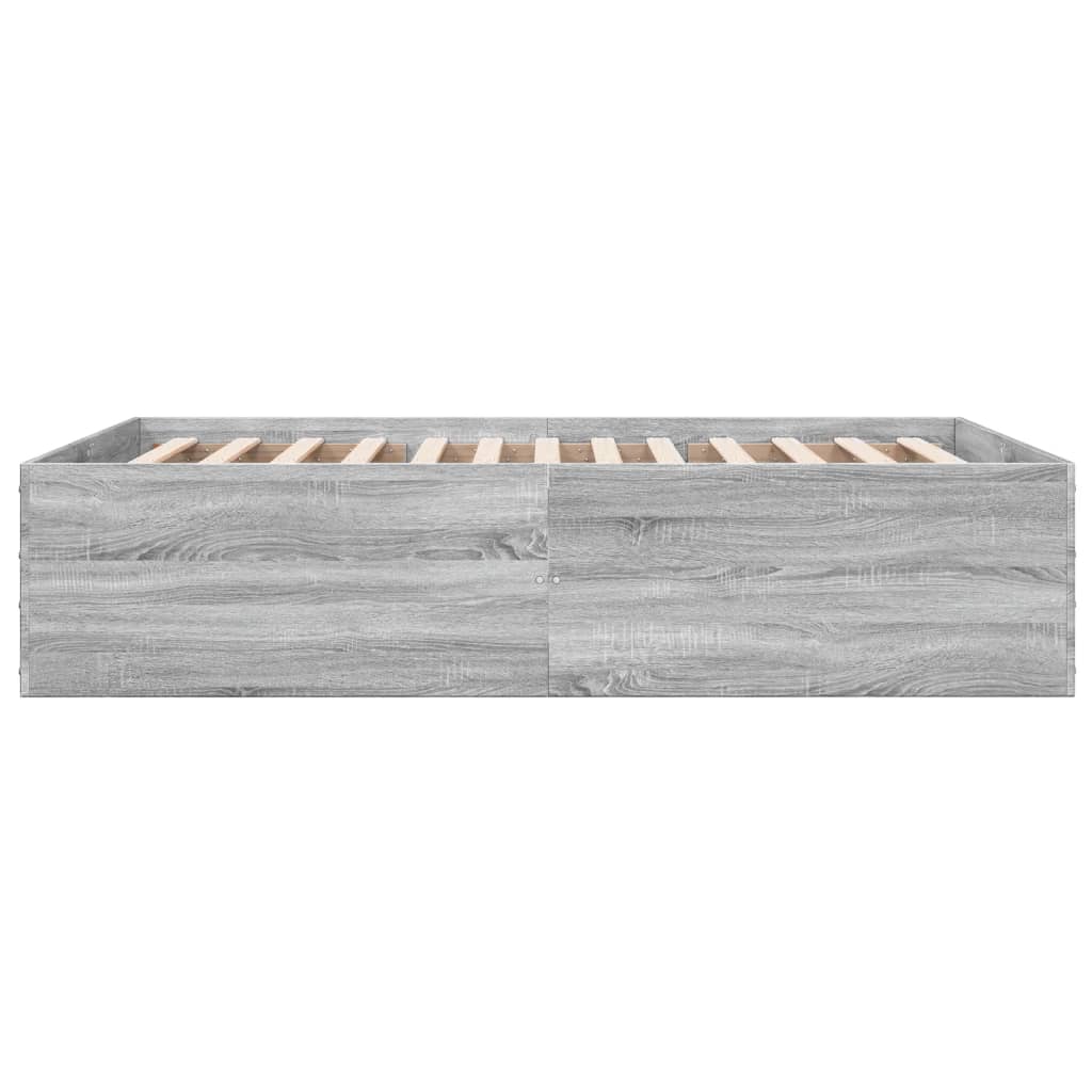 Bedframe bewerkt hout grijs sonoma eikenkleurig 140x190 cm is nu te koop bij PeponiXL, paradijselijk wonen!