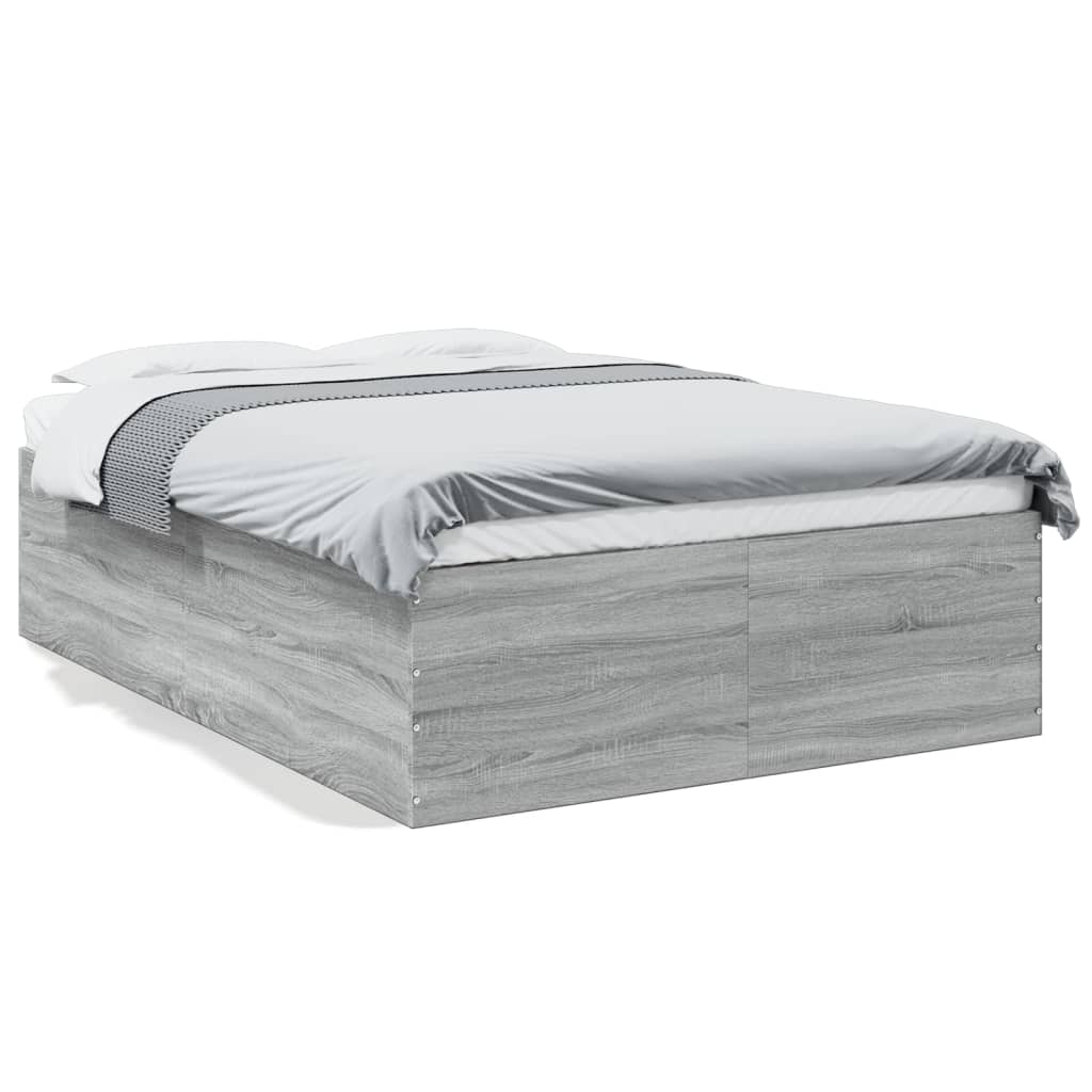 Bedframe bewerkt hout grijs sonoma eikenkleurig 140x190 cm is nu te koop bij PeponiXL, paradijselijk wonen!