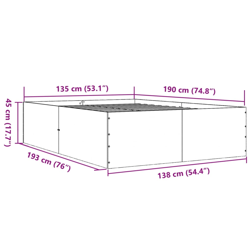 Bedframe bewerkt hout wit 135x190 cm is nu te koop bij PeponiXL, paradijselijk wonen!
