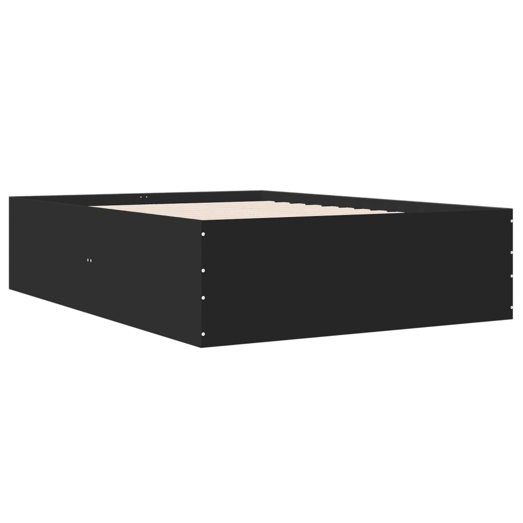 Bedframe bewerkt hout zwart 135x190 cm is nu te koop bij PeponiXL, paradijselijk wonen!