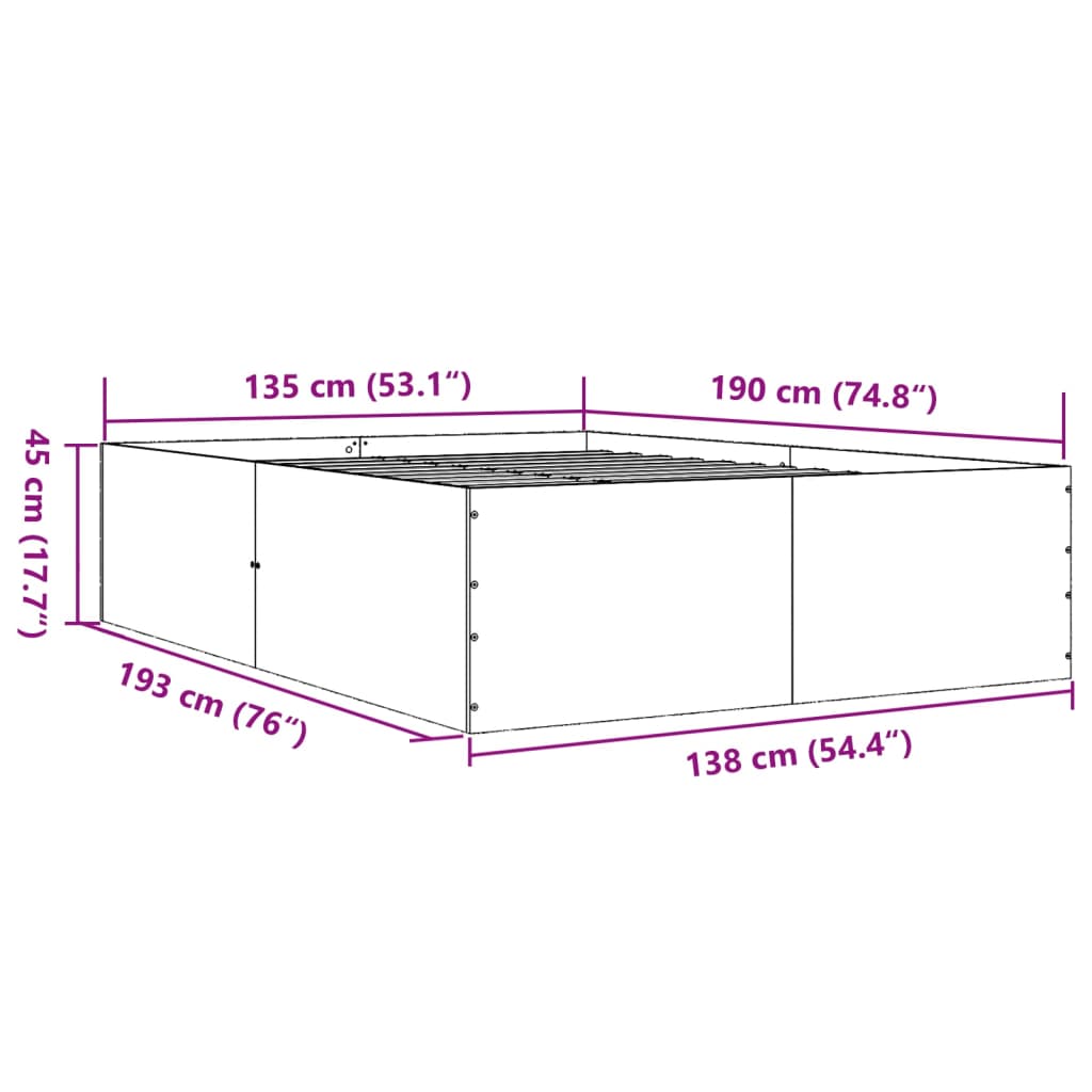 Bedframe bewerkt hout betongrijs 135x190 cm is nu te koop bij PeponiXL, paradijselijk wonen!